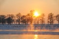 Sunset in Winter tale. Jilin Rime Islands of Northeast Royalty Free Stock Photo